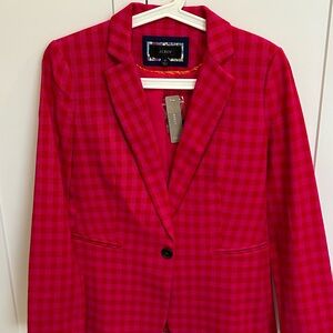 J. Crew Vibrant Pink Checkered Blazer